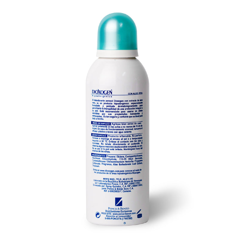 Dioxogen Aerosol Deodorant Aloe Vera 175g<br> (Box of 12 units)