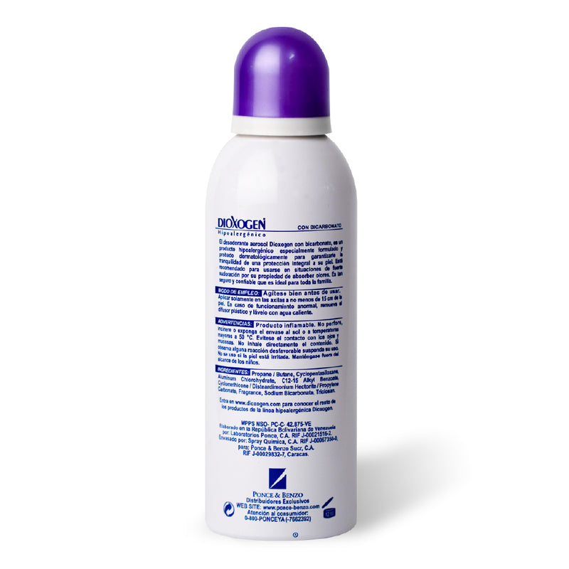 Dioxogen Desodorante Aerosol Bicarbonato 175g <br> (Caja de 12 unidades)