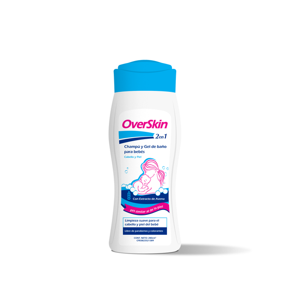 Overskin 2 en 1 Champú y Gel de Baño para bebés 280 ml <br> (Caja de 12 unidades)