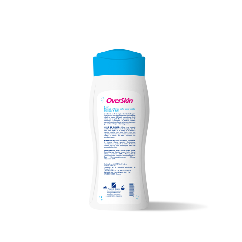 Overskin 2 en 1 Champú y Gel de Baño para bebés 280 ml <br> (Caja de 12 unidades)